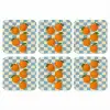 Sinaasappels - Blaadjes - Geblokt - Blauw onderzetter kurk middel -3d