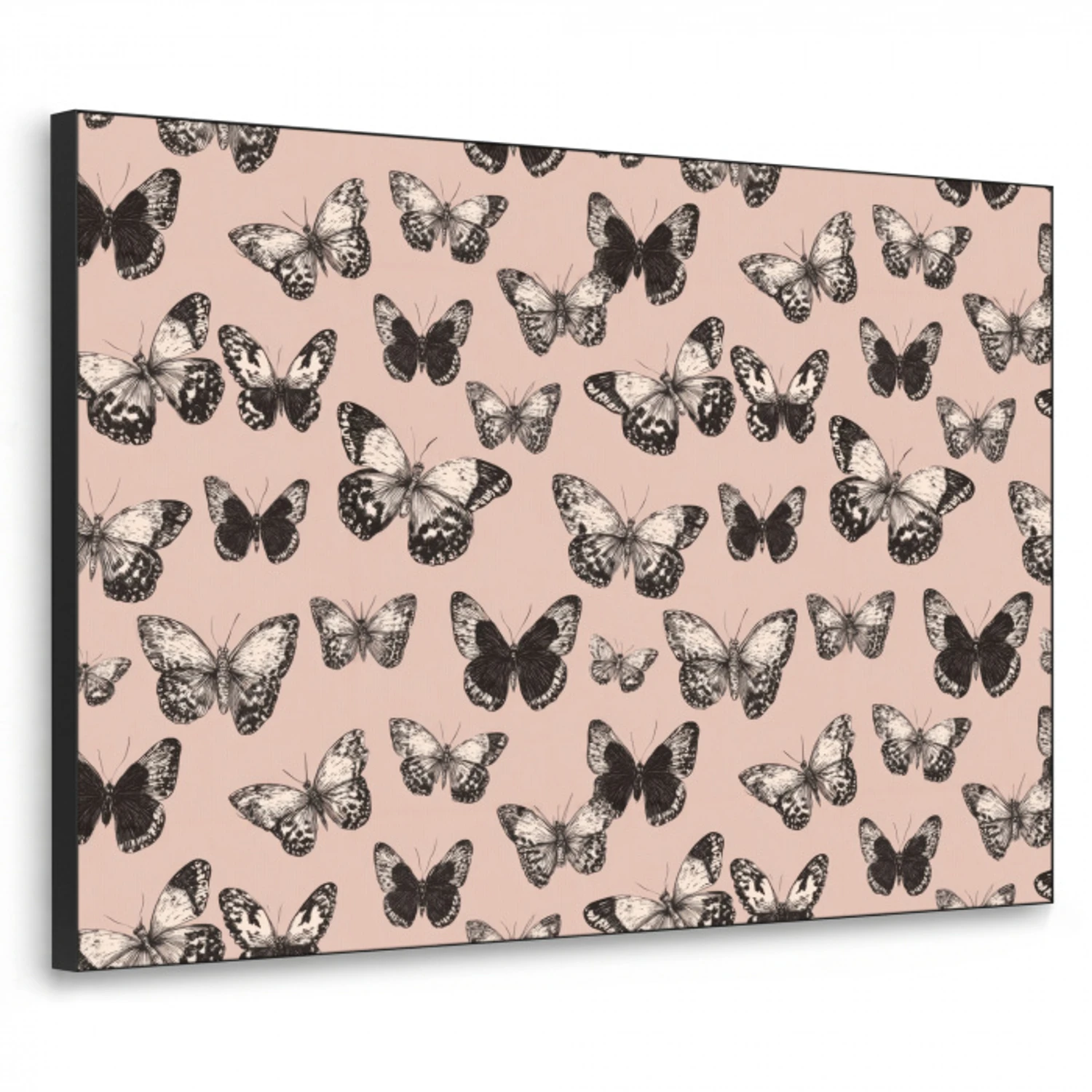 Tijdloos - Vlinders - Perzik Textielframe zwart klein 947 -3d