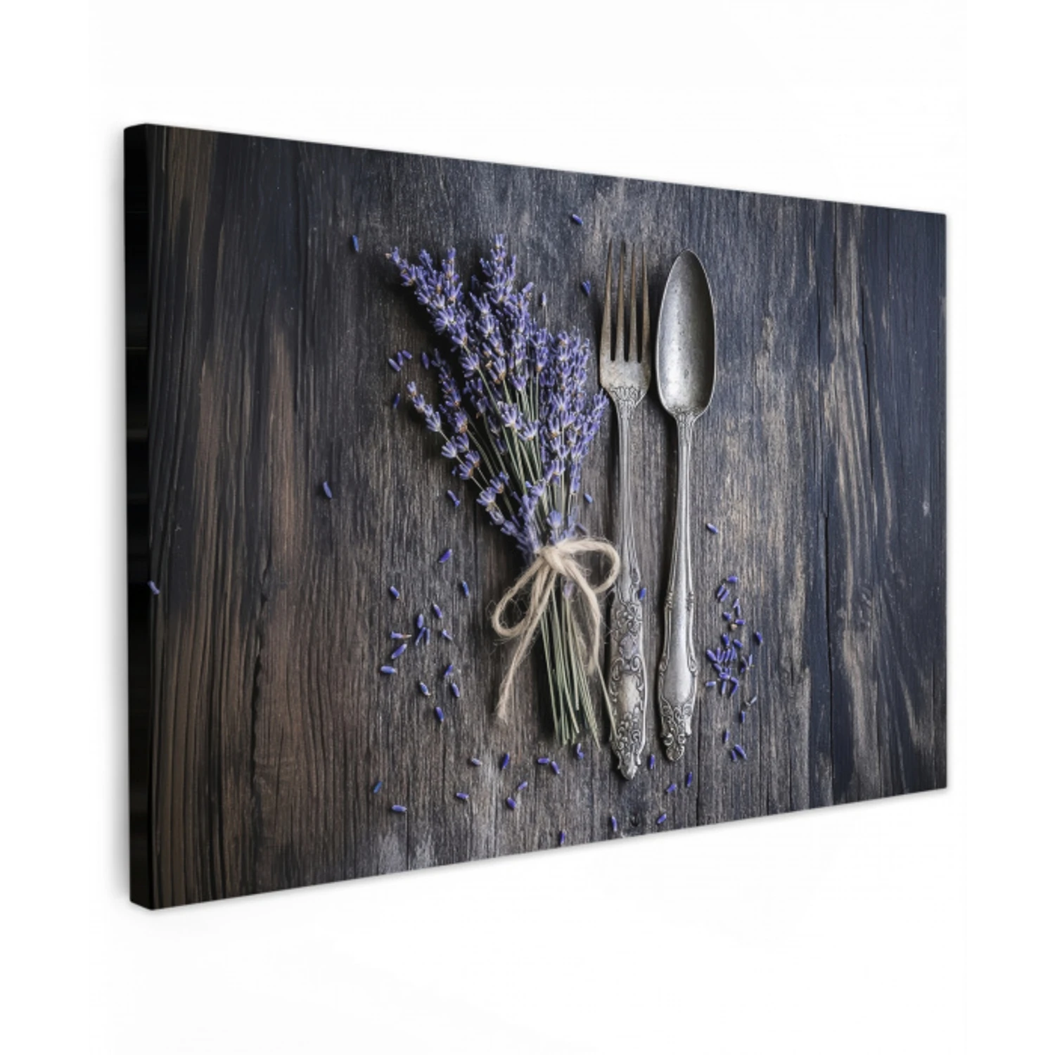 Lavendel - Lepel - Vork Tuinposter op houten frame 2 cm dik klein -3d