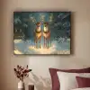 Dennensprookje - Rendier - Nacht Textielframe zwart klein -sfeer1