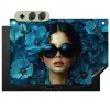 Vrouw - Bloemen - Blauw - Aesthetic - Luxe Inductie beschemer met haakjes klein -3d