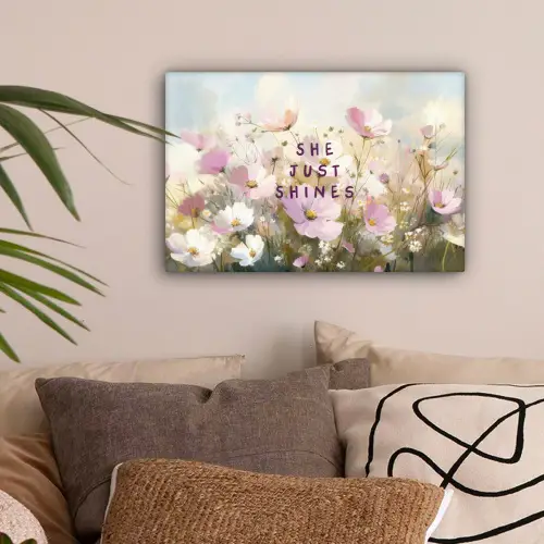 Quote - Bloemen - Schilderachtig canvas 2cm klein -sfeer1