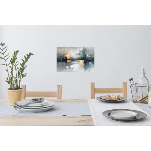 Kunst - Grijs - Goud - Abstract Muursticker klein -eettafel