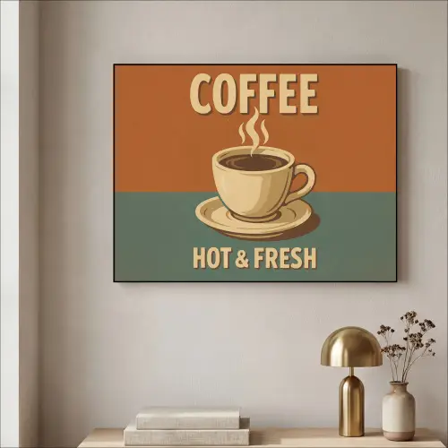 Koffie - Kop - Vintage - Quote Textielframe zwart klein -sfeer2