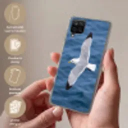 Zeemeeuw - Oceaan - Blauw Telefoonhoesje Samsung Galaxy A12 klein -sfeer3_NL