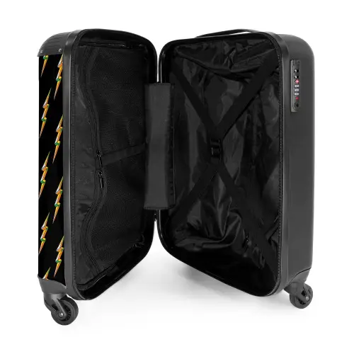 Patronen - Gouden bliksem op zwarte achtergrond NBS - Handbagage koffer - Kinderen Unisex middel -binnenkant