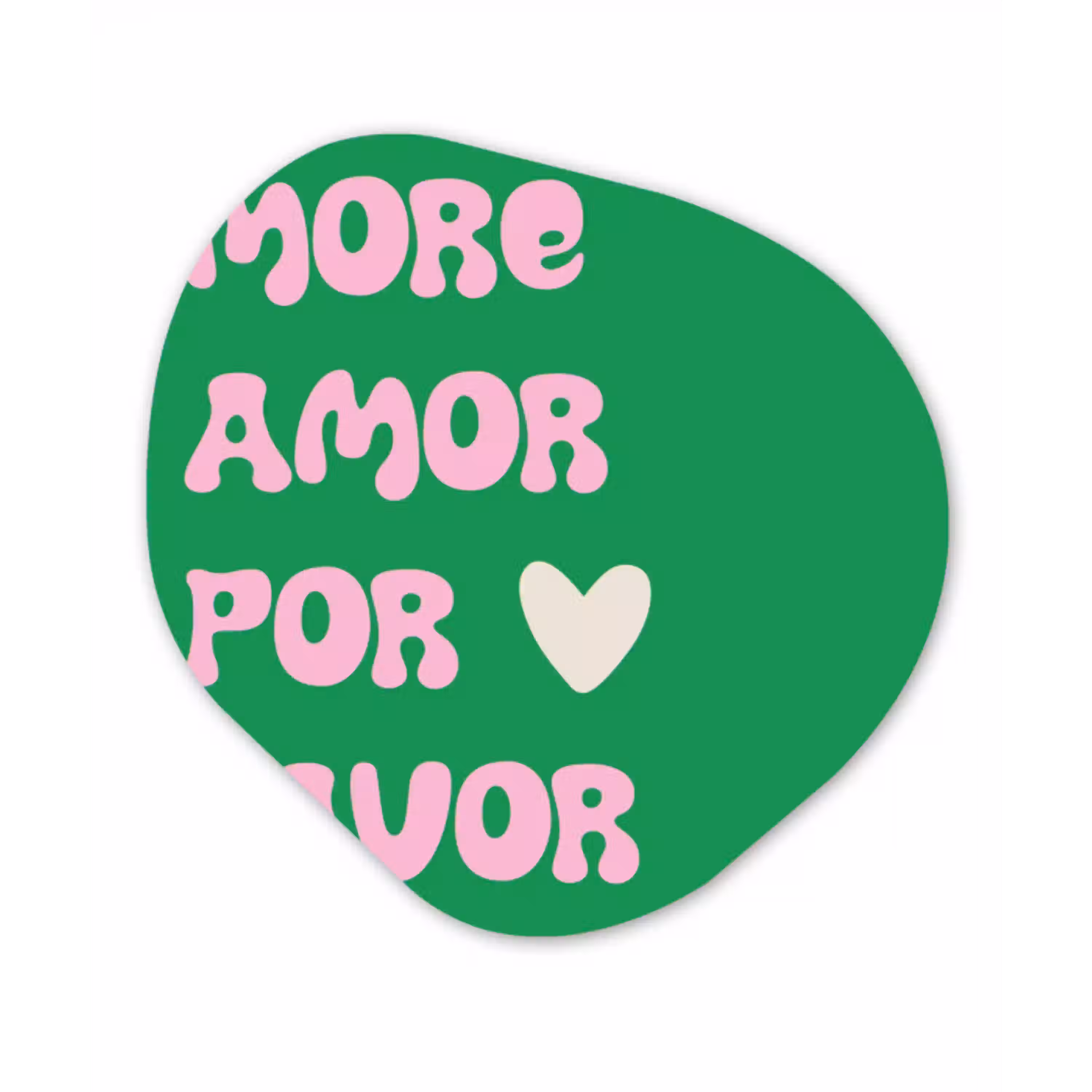 Amor - Valentijn - Groen - Tekst Wandcirkel Organisch Forex 3mm klein -3d