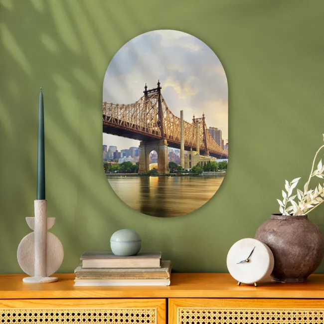 New York - Queens - Manhattan Wandcirkel Ovaal Forex klein -sfeer2