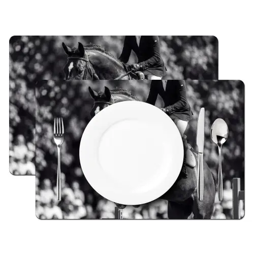 Springen - Paard - Zwart - Wit Placemat vinyl groot -zzsfeer2_Kitchenyeah-website