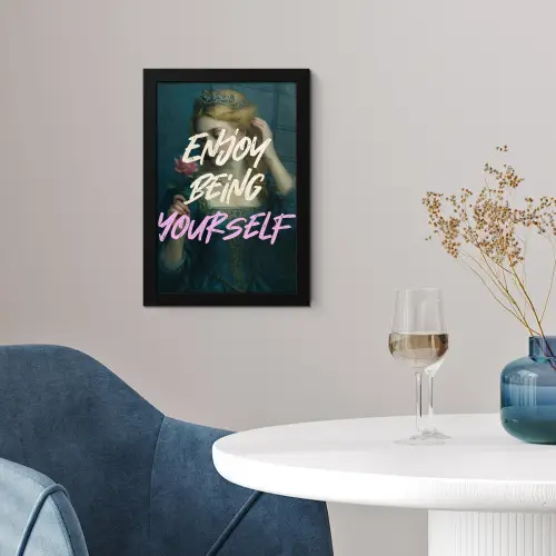 Vrouw - Roos - Quote fotolijst zwart zonder passe partout klein -sfeer4
