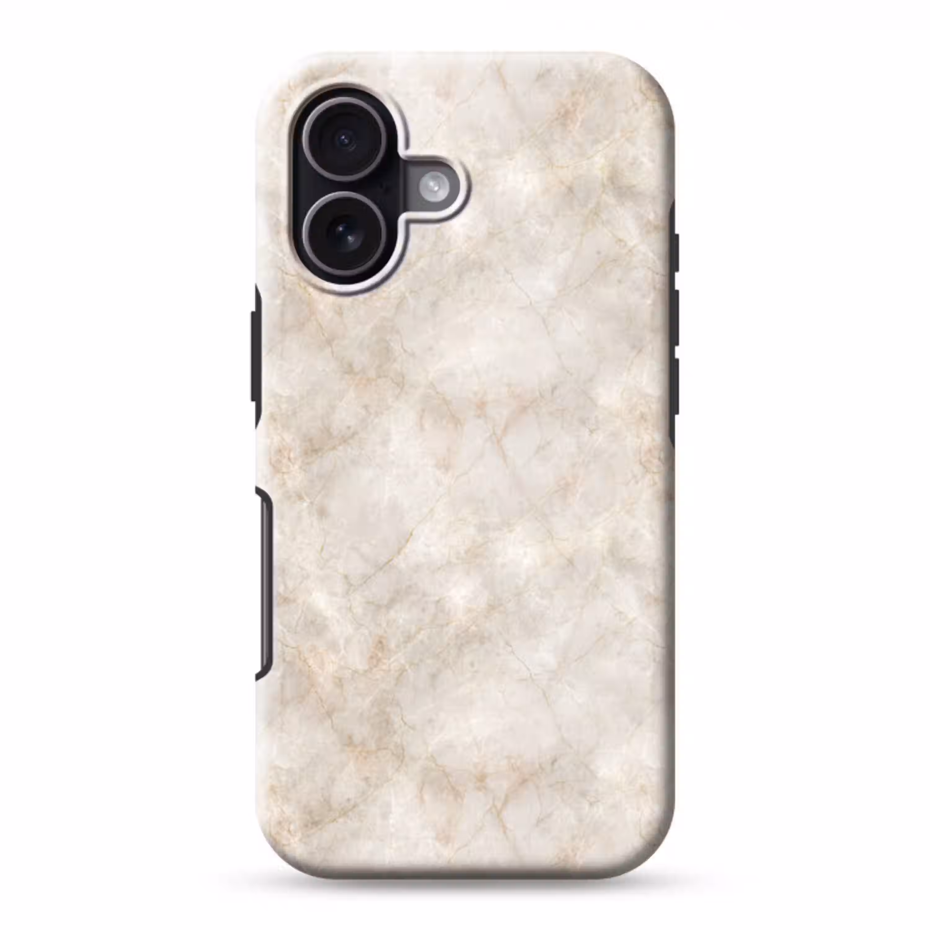 Lichtbeige - Goudbruine Nerven - Marmer Toughcase MagSafe Apple iPhone 17 klein 1017 -3d