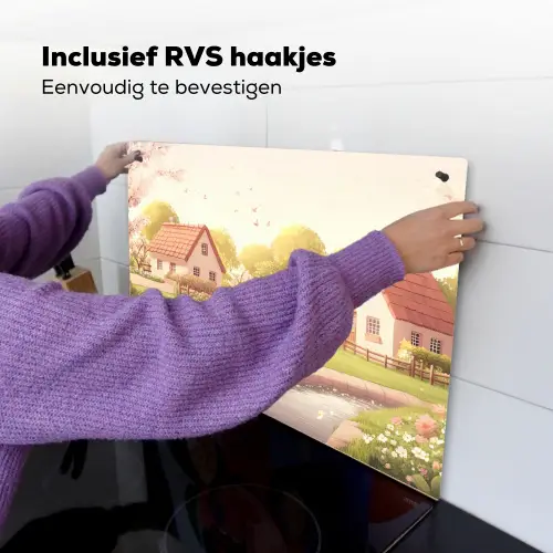 Schapen - Huisje - Platteland Inductie beschemer met haakjes klein -ky-ophangen-nl