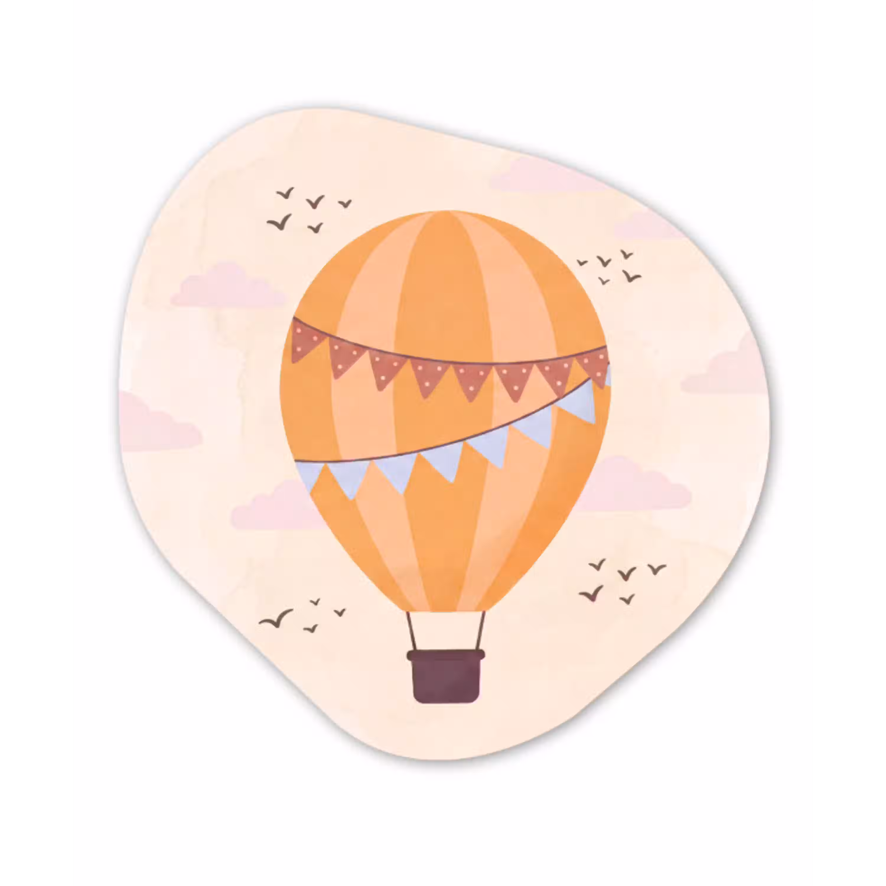 Luchtballon - Slingers - Avontuur - Illustratie - Oranje Wandcirkel Organisch Forex 3mm klein -3d