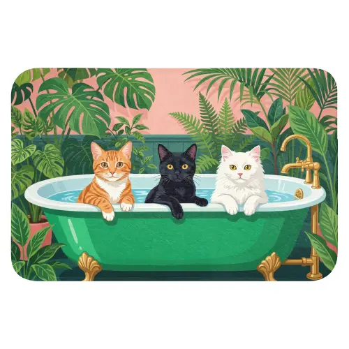 Badkamer - Kattenparade - Kleurrijk Badmat klein -3d