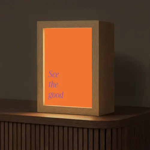 See te good - Paars - Oranje Light Box met kabel (Tafellamp) klein -z3d_website