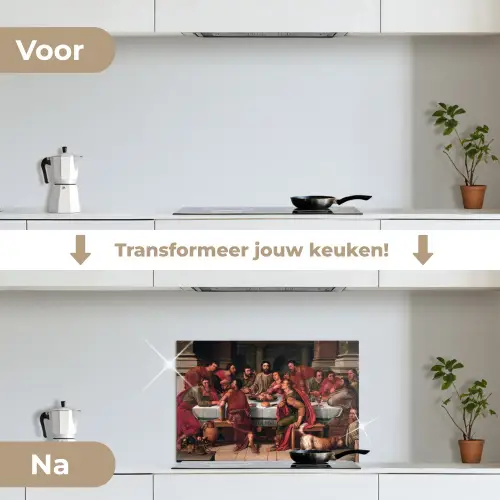 Het laatste avondmaal - Schilderij van Willem Key keuken achterwand spatscherm klein -voor_na_NL