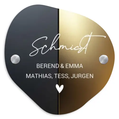 Half goud zwart - Sierlijk Naambord Organisch middel -3d