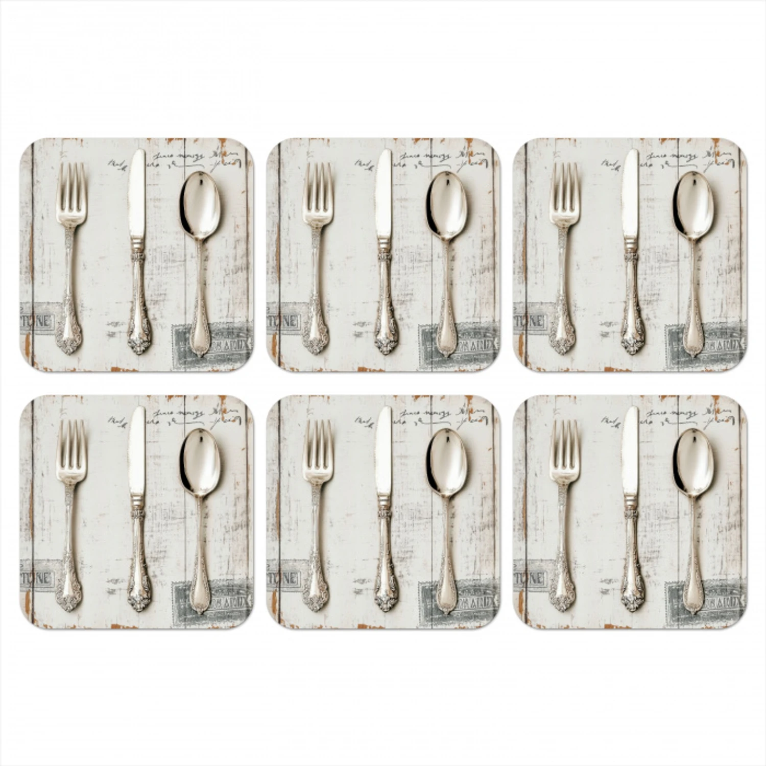 Zilver - Bestek - Hout onderzetter kurk middel -3d