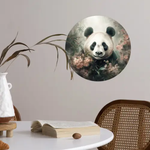 Panda - Dieren - Bloemen - Planten Wandcirkel behangsticker klein -sfeer3
