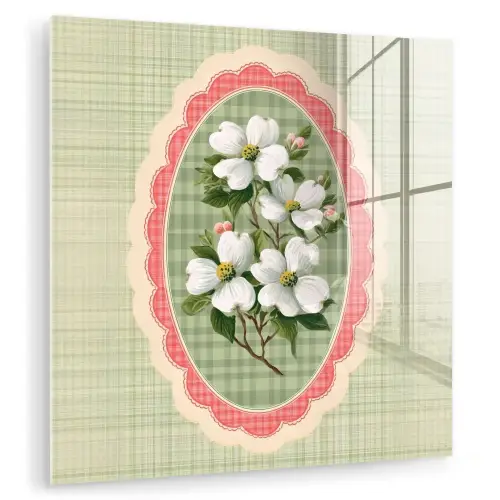 Bloemen - Illustratie - Geruit - Groen plexiglas 5mm klein -zzzproduct_nieuw