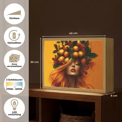 Vrouw - Citroenen - Bloesem - Geel Light Box met batterij (Wandlamp) middel -USP_websiteoverzichtNL