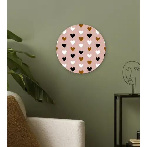 Oudroze - Hartjes - Patroon Wandcirkel plexiglas klein 852 -sfeer3