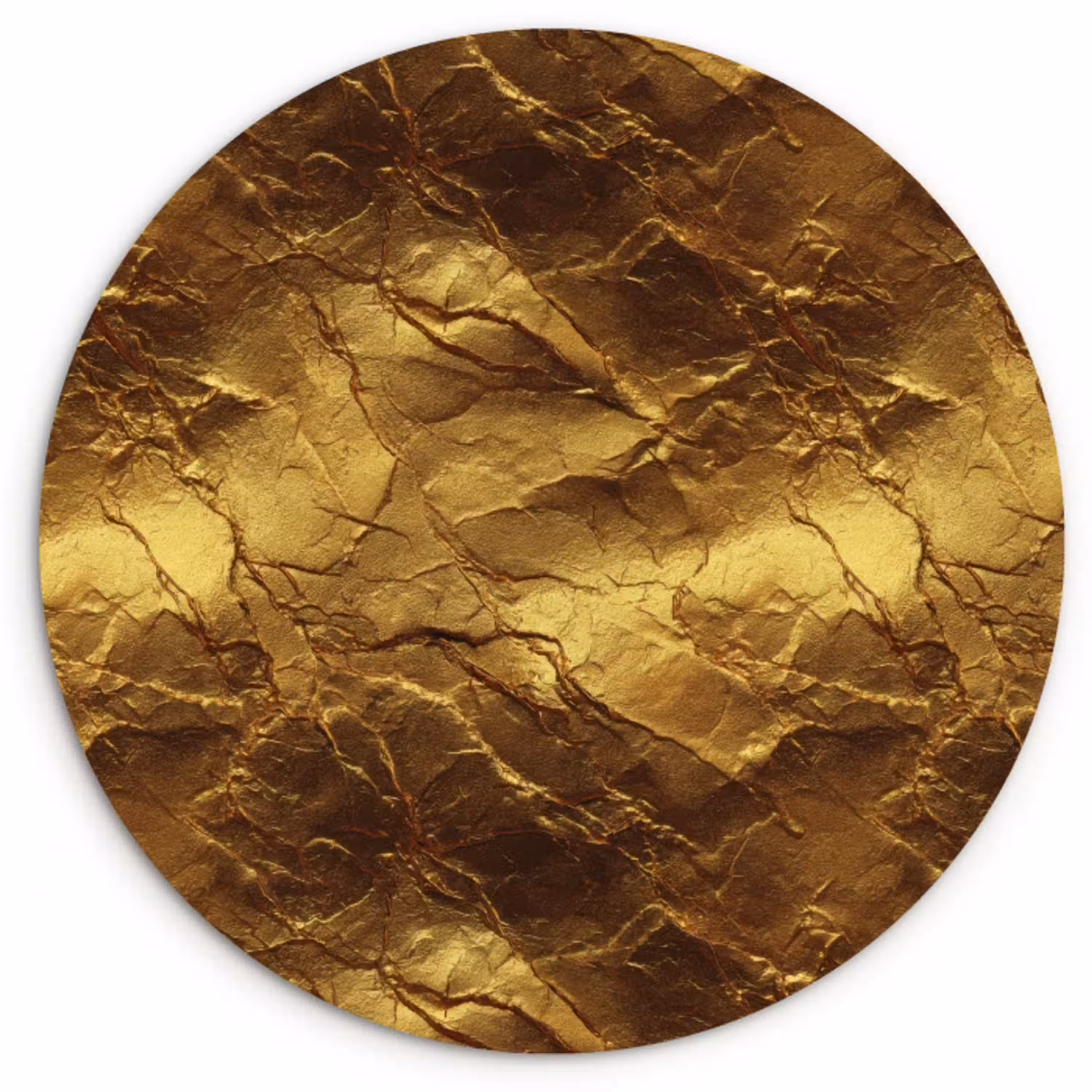 Bladgoud - Textuur  - Goud Wandcirkel kunststof plaat 5mm dik klein 188 -3d