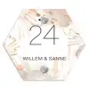 Abstract beige - Klassiek Naambord Hexagon klein -3d