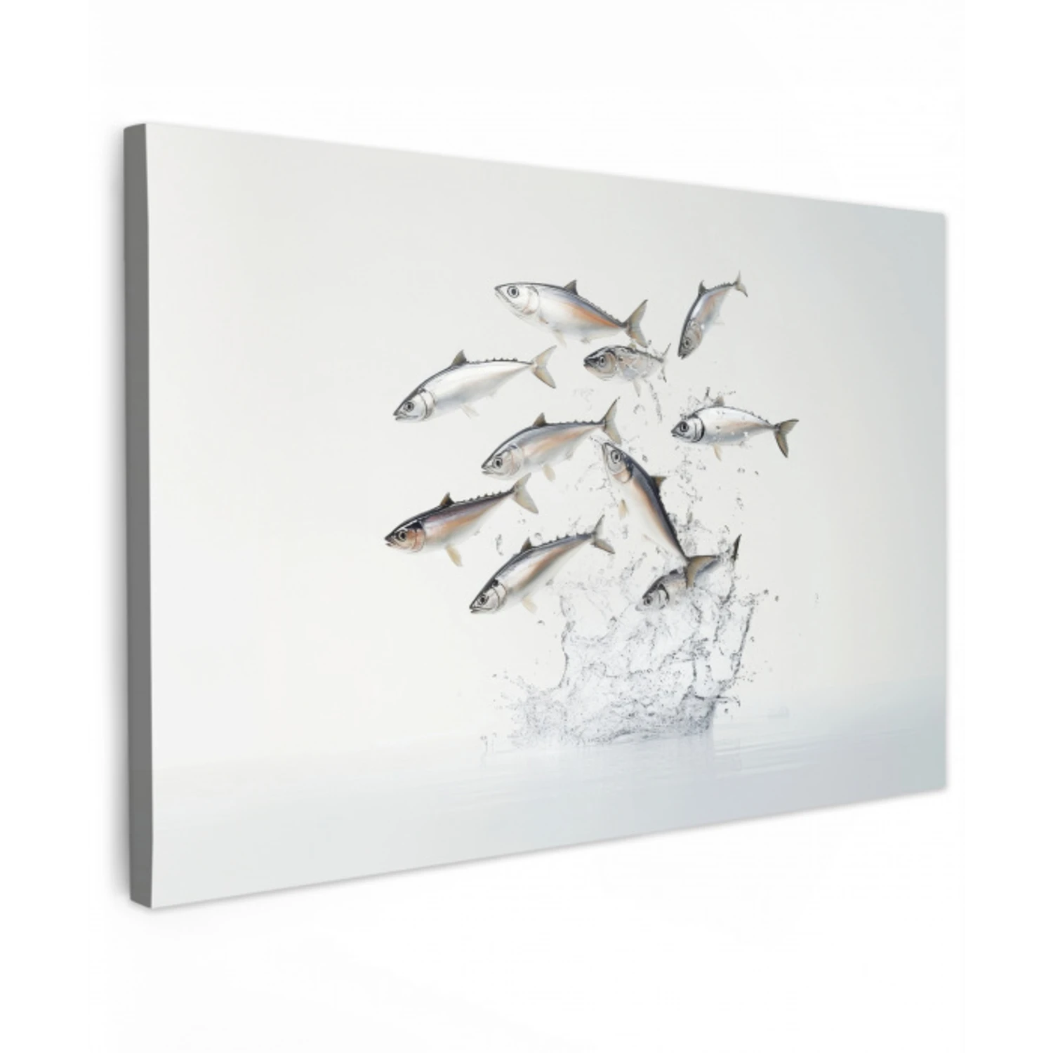 Vissen - Water - Wit Tuinposter op houten frame 2 cm dik klein -3d