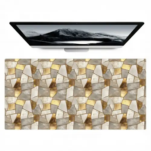 Mozaïek - Marmer - Goud Muismat XXL klein 681 -zzz3d