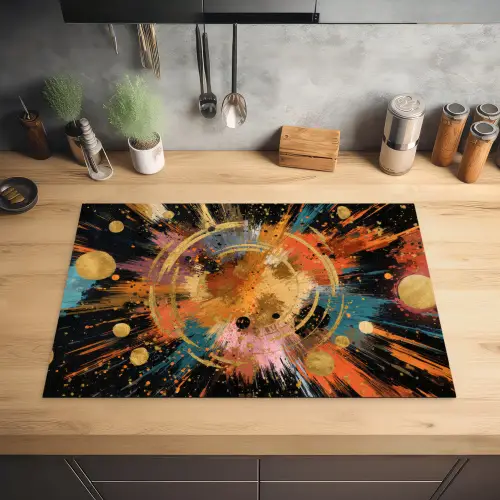 Explosie - Verfstructuur - Goud - Abstract Inductie beschermer vinyl 3mm klein -sfeer5