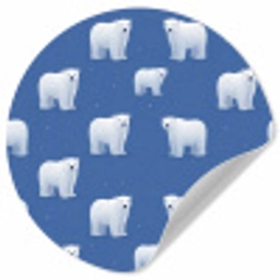 IJsbeer - Patroon - Blauw Wandcirkel behangsticker klein 186 -3d