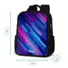 Neon - Strepen - Abstract - Blauw - Roze Rugzak - Zwart middel -productfoto_formaten