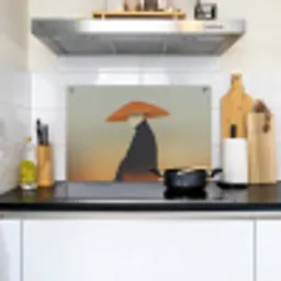 Minimalistisch - Silhouet - Oranje Inductie beschemer met haakjes klein -sfeer2