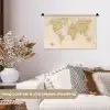 Wereldkaart - Realistisch - Beige Wandkleed katoen klein -sfeer1