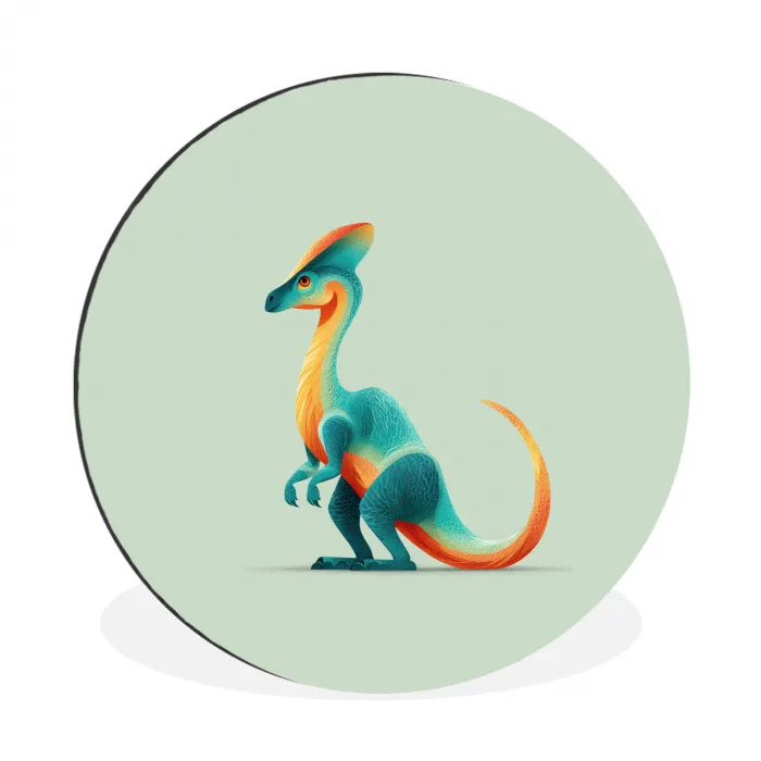 Staart - Dino - Minimalistisch - Blauw Wandcirkel aluminium klein -3d