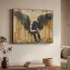 Graffiti - Kunst - Vleugels - Street art - Banksy Style Textielframe zwart klein -sfeer3