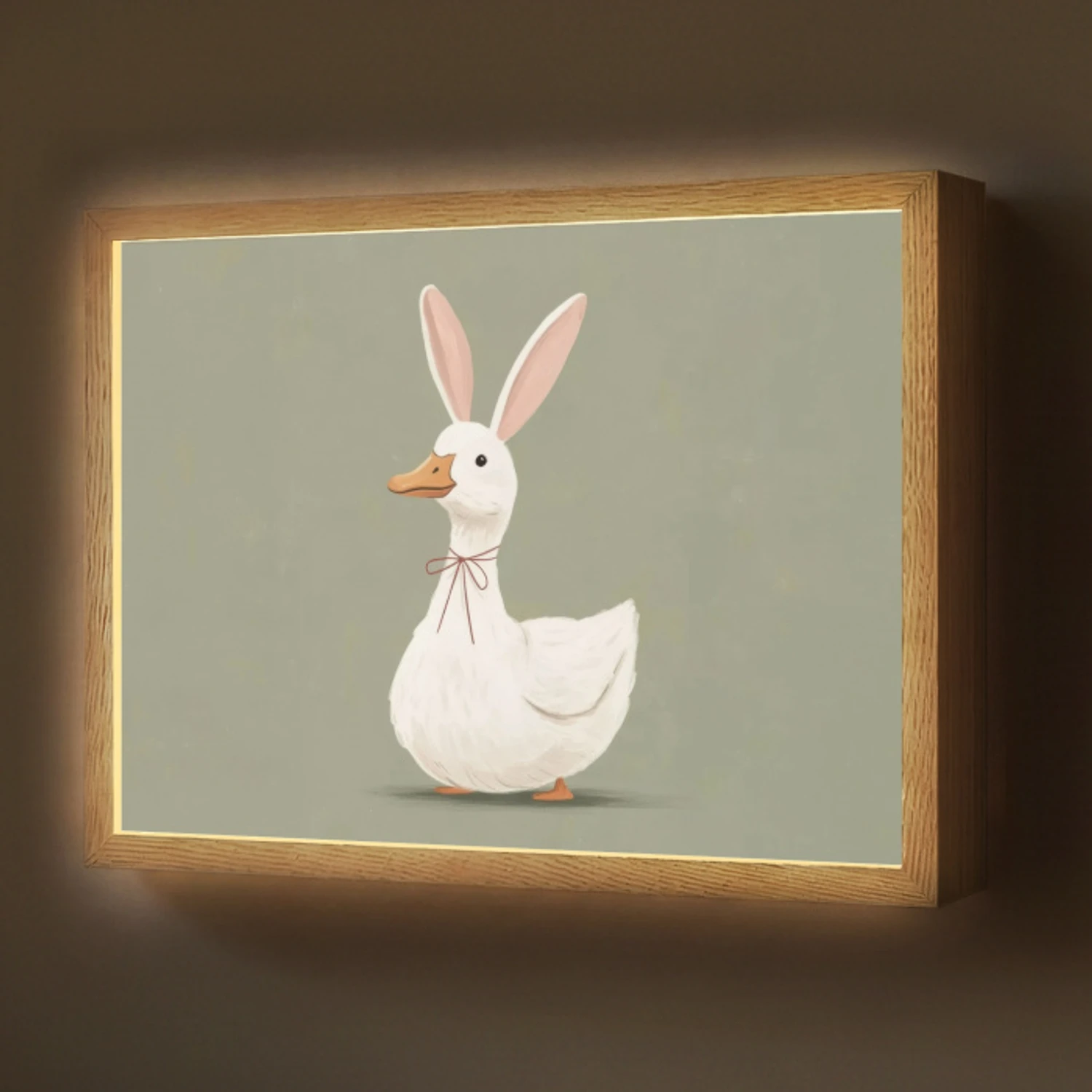 Eend - Konijnoren - Grijs Light Box met batterij (Wandlamp) middel -z3d_website