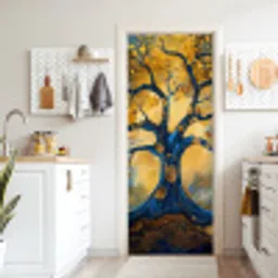 Boom - Levensboom - Blauw - Goud deurposter klein -sfeer5