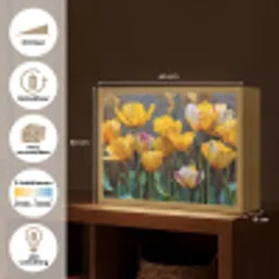 Tulpen - Geel - Penseelstreken - Abstract Light Box met batterij (Wandlamp) middel -USP_websiteoverzichtNL