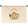Oranje - Theepot - Bloemen - Bladeren Wandkleed katoen klein -zz3d