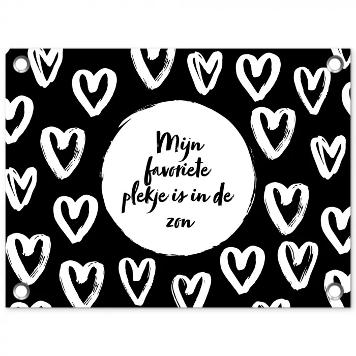Tekst - Mijn favoriete plekje is in de zon - Quotes - Zomer - Zon tuinposter los doek klein -3d