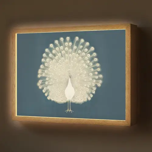Vogel - Blauw - Vintage Light Box met batterij (Wandlamp) middel -z3d_website