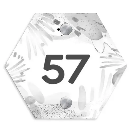 Grijze patronen - Traditioneel Naambord Hexagon klein -3d