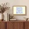 100% that bitch - Blauw - Wit Light Box met kabel (Tafellamp) klein -sfeer2