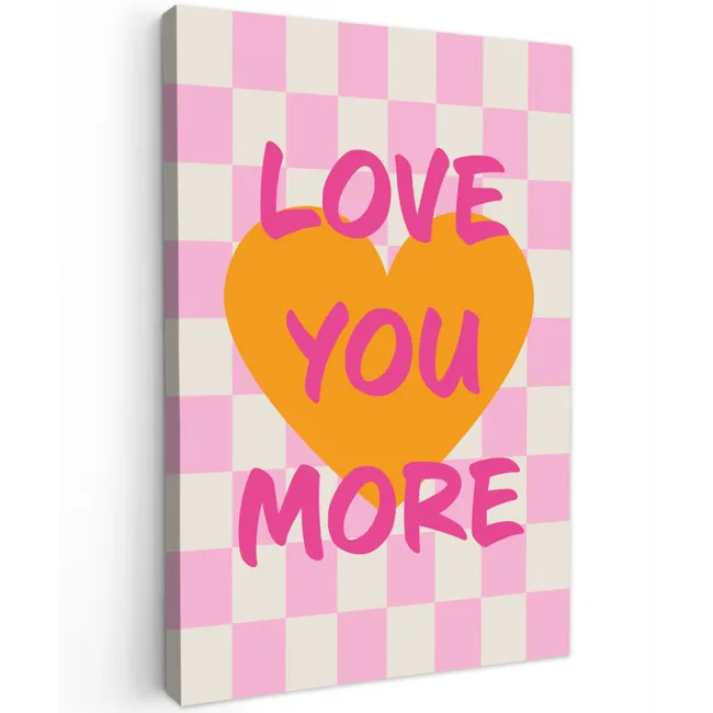 Valentijn - Love - Roze - Oranje Tuinposter op houten frame 2 cm dik klein -3d