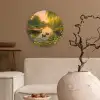 Eenden - Vijver - Bloemen Wandcirkel kunststof plaat 5mm dik klein -sfeer1