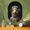 Schaap - Wol - Kok Wandcirkel Ovaal Glas middel -sfeer2