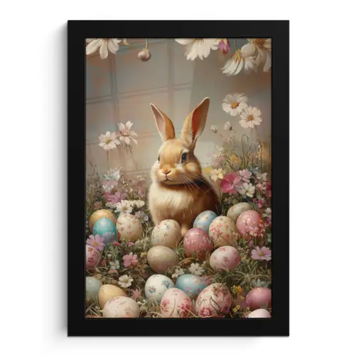 Paashaas - Lente - Paaseieren fotolijst zwart zonder passe partout klein -3d
