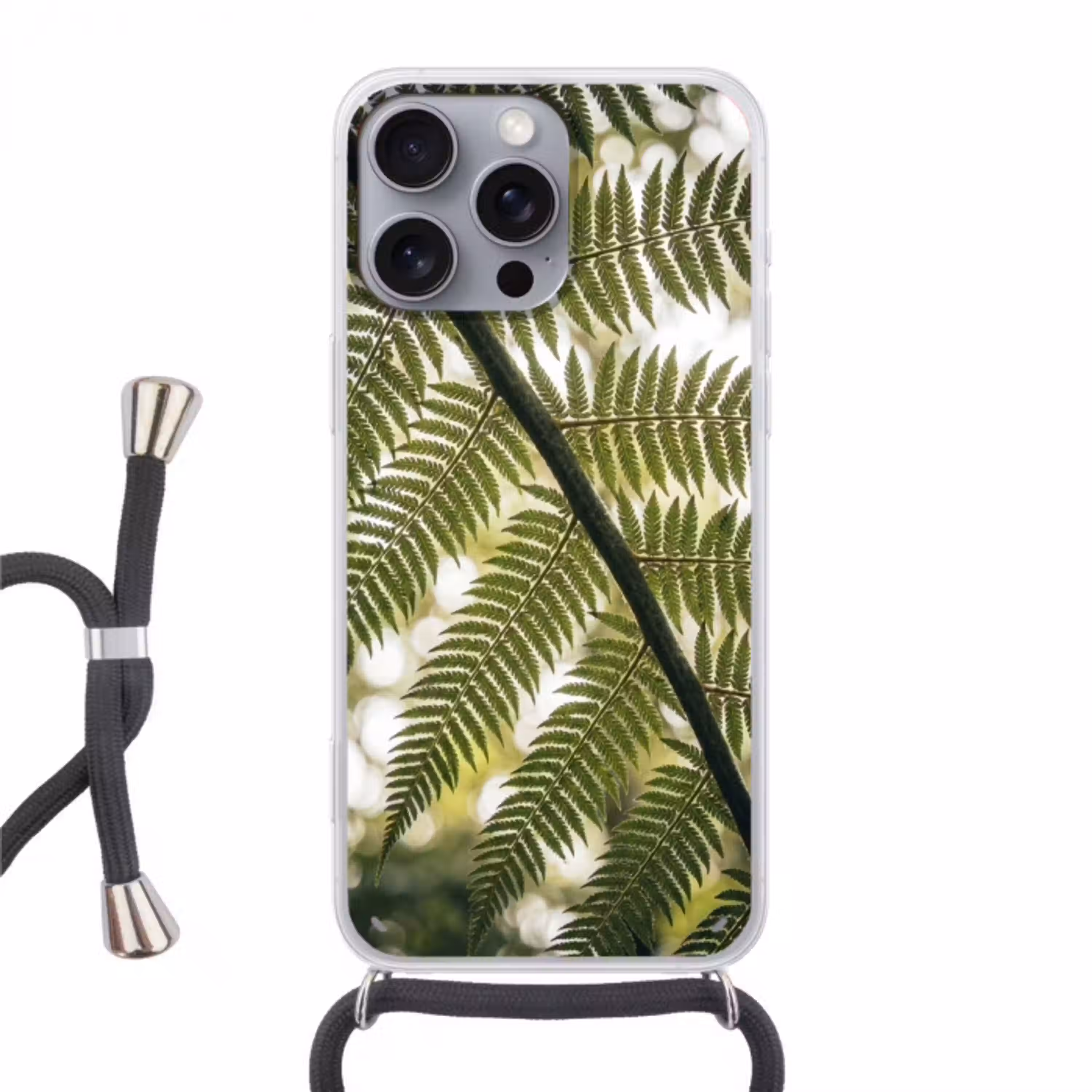 Plant - Blad - Natuur - Groen - Detail Hoesje iPhone 16 Pro Max met koord klein -3d